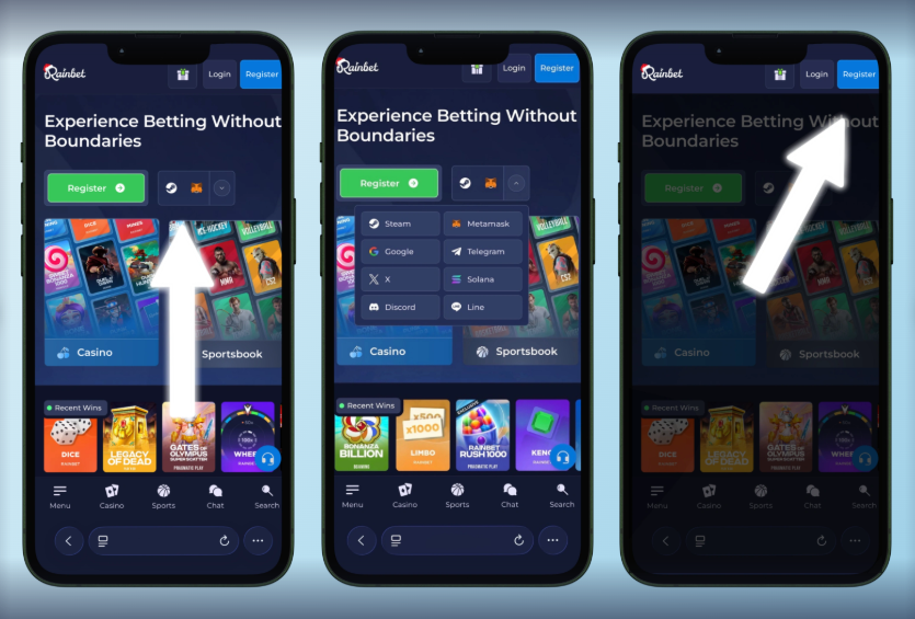 App mobile Rainbet su smartphone